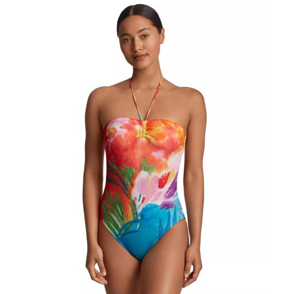 Lauren Ralph Lauren Gathered-Front Bandeau One Piece Swimsuit  Sz 8    18244